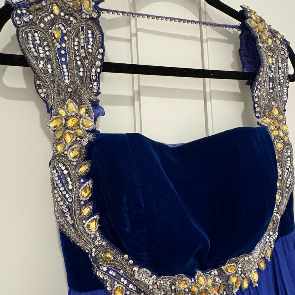 Embellished Indian Evening Gown with Velvet Bust - Picture 8 of 10